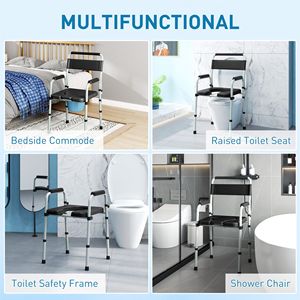 Sedia da comodino regolabile in altezza per adulti anziani con 300 libbre, sedia da soggiorno con Handicap nero - Product Image 4