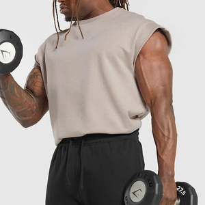 Camiseta sin mangas lisa al por mayor para hombre, estilo urbano, oversize, con logo personalizado, fabricante OEM, de algodón, para entrenamiento muscular - Product Image 3