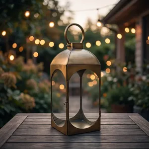 Artisan Design <b>Brass</b> <b>Lantern</b> with Glass Panels and Arched Design for Home Decoration - Product Image 1