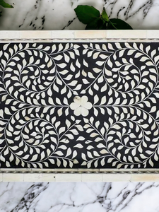 Plateau rectangulaire en os incrusté d'Inde pour servir la nourriture en cuisine lors d'occasions spéciales - PLATEAU EN OS INCUSTÉ - Product Image 3