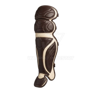 Protège-jambes de baseball en cuir personnalisé, forme ergonomique, fermeture sécurisée, sangles réglables, design léger, protection professionnelle - Product Image 3
