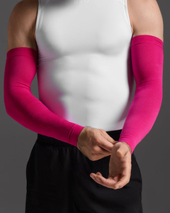 Manchons de compression à manches longues pour hommes, rose uni, en polyester, protection UPF50+, vêtements de sport - Product Image 1