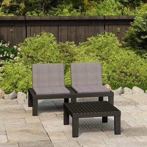 Ensemble de salon de jardin en plastique gris moyen durable pour la détente en plein air - Product Image 1