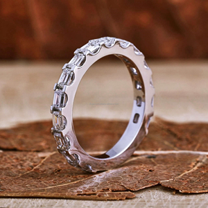 แหวนแต่งงานทองคำชมพู 14K ประดับเพชรทรงปรินเซสคัท รับรองโดย IGI ของ RB Gems แหวนวันครบรอบ แหวนงานเลี้ยง ประดับโมอิสซาไนต์ CVD HPHT - Product Image 2