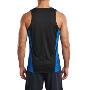 Débardeur noir et bleu roi à deux tons avec empiècements latéraux, séchage rapide, respirant, pour la gym et le fitness - Product Image 2