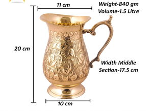 Traditional Brass <b>Jug</b> Mughal Design Water Pitcher Handcrafted Brass Water Storage <b>Drinking</b> Vintage Dining Table Decor - Product Image 3