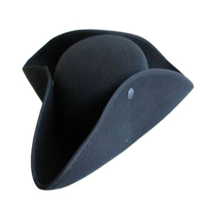 Black Pirate Tricorn Hat Tricorne <b>Cap</b> Historical Costume Accessory Outdoor Adults Character 100% Wool Napoleonic French - Product Image 5