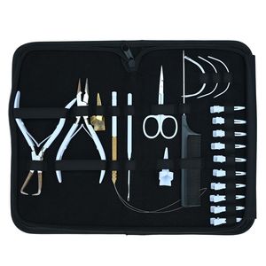 Professional Hair Extension Tools Kit Microbeads Crimping Remover Plier Hook Loop Wire <b>Needle</b> Clips Finger Scissor Comb <b>Case</b> - Product Image 1