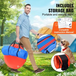 Set di Attrezzature per Addestramento Agility Cani da 5 Pezzi: Ostacoli Regolabili, 6 Pali per Guadino, Tunnel Estensibile, Anello per Salto, Tavola di Pausa - Product Image 5