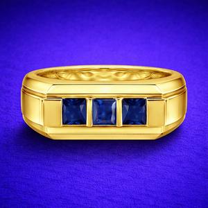 Anillo de Boda, Compromiso o Aniversario para Hombre, Clásico, con Tres Piedras de Moissanita, Plata de Ley 925 - Product Image 1