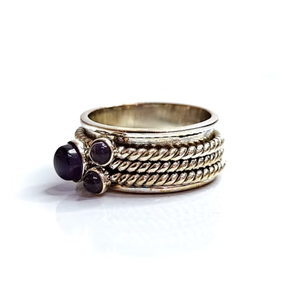 Natural Amethyst <b>Spinner</b> <b>Ring</b> 925 Sterling Silver Boho Gemstone Handcrafted Lightweight Everyday wear Jewelry - Product Image 2