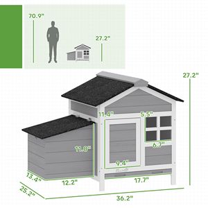 Gallinero de Madera para Exteriores con Nido y Bandeja Metálica Extraíble de 36 x 25 x 27 Pulgadas para 1-2 Gallinas, Conejos o Patos - Product Image 3