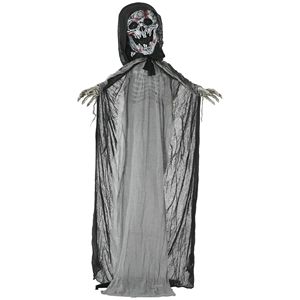 Spaventosa Decorazione Animata di Halloween: Scheletro di Strega con Occhi Luminosi e Catena che Urla dal Petto per Decorazioni Spettrali - Product Image 1