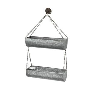 Soporte colgante de hierro galvanizado de 2 niveles al por mayor con cadena y gancho, macetero metálico para interior y exterior para decoración de jardín - Product Image 4