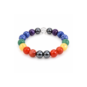Bracelet Cercle 7 Chakras en Pierres Naturelles Polies, Bijou Extensible Perlé, Bracelet de Bras en Cristal pour Méditation, Yoga et Inspiration - Product Image 1