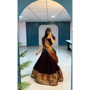FANCY BLOOMING GEORGETTE SECUENCIA TRABAJO LISTO PARA USAR LEHENGA CHOLI CON DUPATTA COFFEE ROPA lehenga choli - Product Image 1