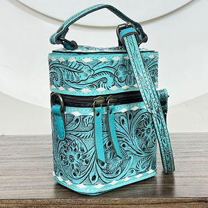 2025 Premium Trendy Floral Tooled Leather Cosmetic Case Designer Women Crossbody <b>Makeup</b> <b>Storage</b> Bag Luxury Beauty Organizer - Product Image 4