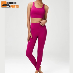 Women's Plus Size Gym Sportswear Yoga Set Tops Leggings Mid Waist Solid Spandex/Nylon Four-Way Stretch Custom Logo Wholesale - Product Image 1