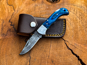 Outdoor Hunting Camping Knife Bulk Wholesale Factory Direct Handmade Damascus Steel Folding Pocket Knife Razor Sharp Back <b>Lock</b> - Product Image 4