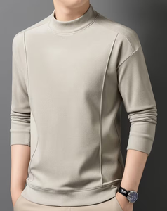 Men's Crew Neck Terry Knitted Pullover Solid Color Casual Sweatshirt Oversized Fit Breathable Winter Wear - Product Image 2