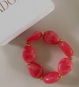 Trendy Pink Resin <b>Beaded</b> <b>Bracelet</b> Gold Plated Women Fashion Jewelry Gift with Best Quality from Best Supplier - Product Image 2