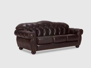 Best Selling Dark Espresso Brown Leather Tufted Chesterfield <b>Sofa</b> Elegant 3 Seater Camelback <b>Wood</b> <b>Frame</b> Eco-Friendly Nailhead - Product Image 2