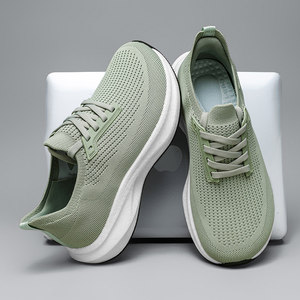 Chaussures de marche légères et respirantes en maille pour hommes, à lacets, semelle extérieure en caoutchouc antidérapante, toutes saisons, motif uni, tendance mode - Product Image 4
