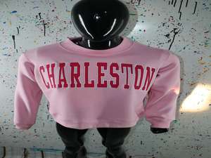 CHARLESTON PINK Mock Neck Sweatshirt 100% RED Applique Embroidery wide neck Sweatshirt CLUSH SPORTS - Product Image 4