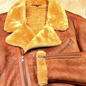 Luxury Leather <b>Shearling</b> <b>Jacket</b> for <b>Men</b> Warm Sheepskin Fur Coat Classic Aviator Biker Winter Outerwear Premium Quality Fit - Product Image 1