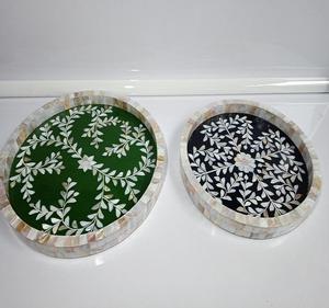 Plateau Feng Shui de Luxe Fait Main Écologique avec Incrustations en Os – Design Décoratif Élégant, Qualité Supérieure pour la Maison et la Cuisine (Idéal pour Servir) - Product Image 1