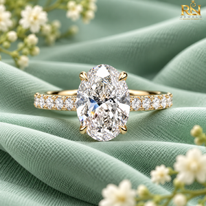 แหวนเพชรรูปไข่ทรงโอวัล ประดับเพชรรอบวง ทองคำแท้ 9K 14K 18K ดีไซน์แบบ Pave Band เครื่องประดับชั้นดี |   แหวนหมั้นเจ้าสาว ดีไซน์คลาสสิคทรงวงรี ตัวเรือนทอง - Product Image 2