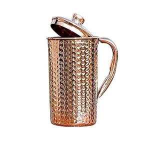 Carafe en cuivre pur à 100 %, grande taille, avec couvercle, artisanale, martelée, pour eau – Meilleure vente - Product Image 4