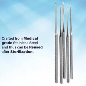 Set 5 Steel Ear Tools Alligator Forceps Bayonet Adson Forceps 3 Billeau Ear Loop Curettes ENT Foreign Mol By <b>Blush</b> Surgical - Product Image 3