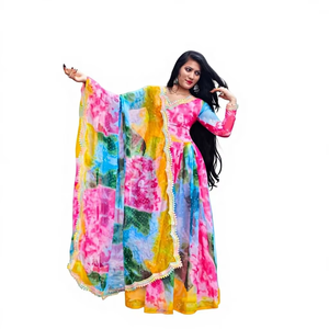 Entrega Rápida, Vestido Casual Reversible con Estampado Moderno para Mujer, Corte Regular, Verano 2025, ANARKALI, Diwali, Boda, PURE RINKAL - Product Image 1