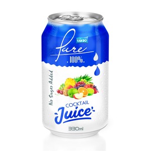 Boisson Tropi Juice aromatisée 330 ml Purée de fruits multiples 100% pure fraîchement pressée stérilisée faible en gras 5 Brix Boîte en aluminium réfrigérée - Product Image 2