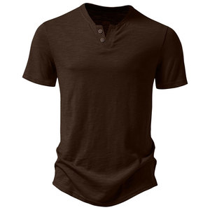 Camiseta Henley para Hombre, Manga Corta, Mezcla de Algodón, Corte Personalizado, Casual, Verano, Directo de Fábrica, OEM, ODM, Talla Personalizada, MOQ Bajo, Envío a Todo el Mundo - Product Image 4
