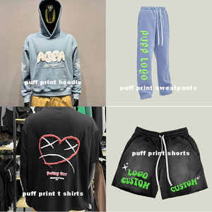 Venta al por mayor de algodón de peso pesado de los hombres con capucha de calidad Puff Impresión de lujo pulóver sudaderas con cremallera personalizada de invierno de gran tamaño sólido - Product Image 4