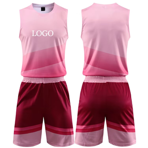 Ensemble de maillot et short de basket-ball personnalisé avec sublimation dégradée rose, kit d'équipe OEM - Product Image 1