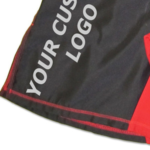 Shorts de boxe personnalisés avec logo, noir et rouge, taille élastique, respirants, pour entraînement MMA, vêtements de combat, toutes saisons, en polyester - Product Image 6