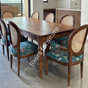 Luxury Handcrafted Solid Wood 8 Seater Dining <b>Table</b> Set Premium <b>Walnut</b> Finish Rectangular <b>Table</b> Set - Product Image 4
