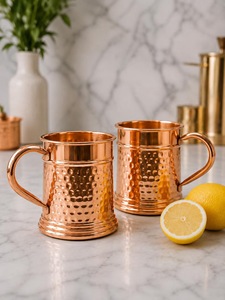 Mug à Moscow Mule classique en cuivre martelé ILAHI avec poignée, réutilisable pour les fêtes à domicile - Product Image 5
