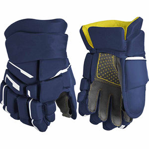 Gants de hockey sur glace professionnels, bleu marine, rouge, noir, jaune, durables, imperméables, légers, en cuir, fermeture à pression, taille adulte - Product Image 2