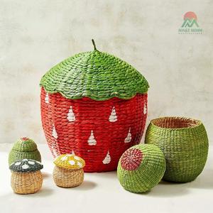 Water hyacinth <b>kids</b> <b>storage</b> lidded <b>box</b> handcrafted basket container baskets for toddler room decor - Product Image 2