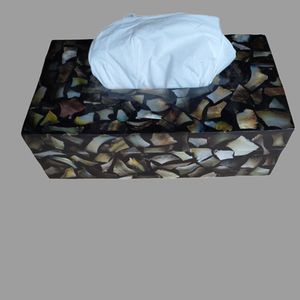 Multifunctional Luxury Tissue Holder Glitter Design Eco-friendly Handmade <b>MOP</b> Tissue Box <b>Wall</b>-Mounted Customized Packaging Home - Product Image 4