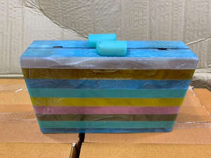 Handcrafted <b>Vintage</b> Wooden Resin <b>Clutch</b> <b>Bag</b> Stylish Women's Evening Handbag Wholesale for Weddings - Product Image 5