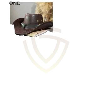 Chapeau de cowboy occidental vintage en cuir naturel avec décoration tête de vache pour homme - Product Image 6