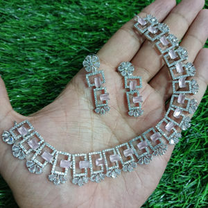 Classic American Diamond Bridal Jewelry Set Two-Piece <b>Necklace</b> <b>and</b> <b>Earrings</b> for Wedding Fashionable Classic Style - Product Image 1