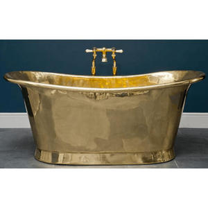Hecho a medida, bañera de latón antigua de calibre 16, hecha a mano, con acabado brillante dorado de la India. Medidas exteriores: 1700x685x685 MM - Product Image 1