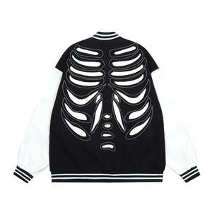 Blousons Bomber Varsity Unisexe Personnalisés en Laine de Haute Qualité avec Appliques Motifs Os et Nervures sur le Devant, Grande Taille, Imperméables et Coupe-Vent - Product Image 2