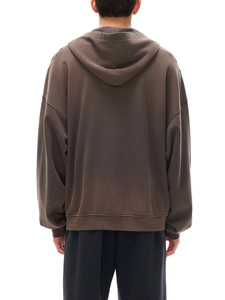 Sudadera con capucha de forro polar grueso para hombre, con cremallera completa, estilo vintage lavado, oversize, color liso, para uso casual de otoño - Product Image 2